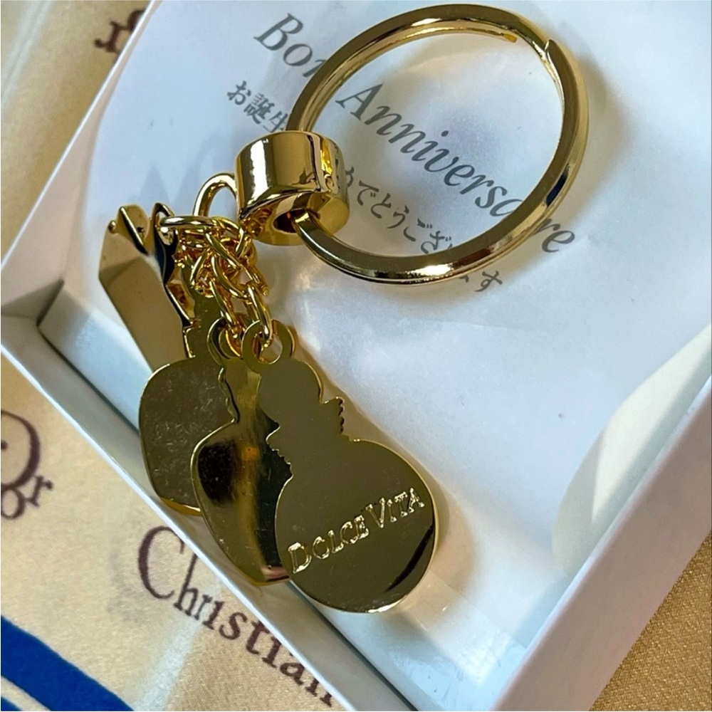 3 Authentic Christian Dior Perfume Bottle Charm Keychain Ring Gold. - Picture 2 of 2